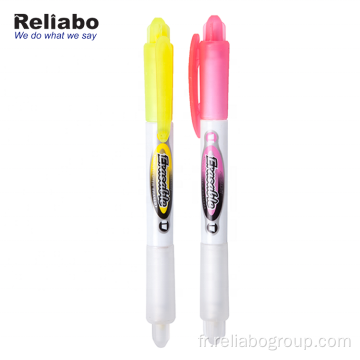 Stylo marqueur fluorescent effaçable à double extrémité unique